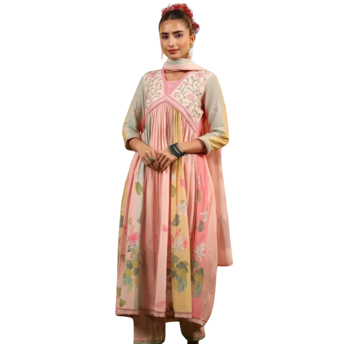 Floral Whisper – Alia-Cut Muslin Suit with Digital Print Dupatta