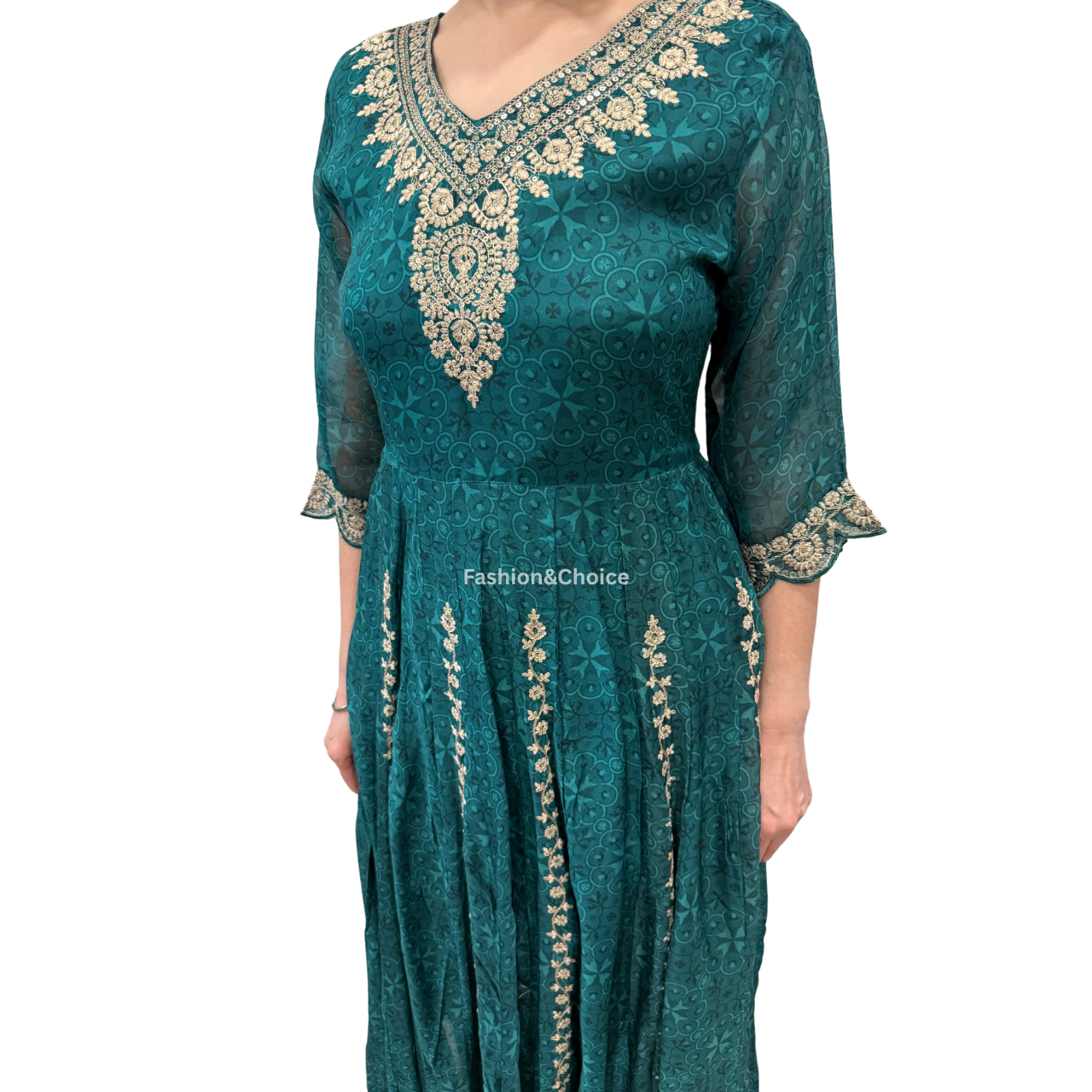 Mint Muse – Sea Green Organza Anarkali Suit with Embroidered Dupatta