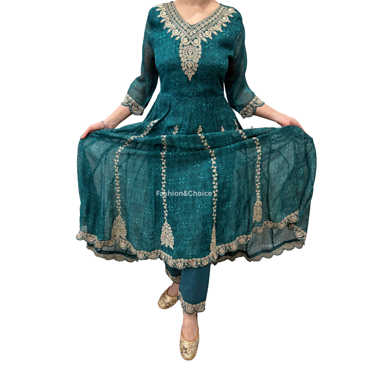 Mint Muse – Sea Green Organza Anarkali Suit with Embroidered Dupatta