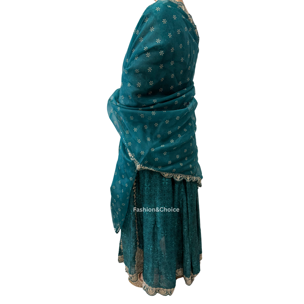 Mint Muse – Sea Green Organza Anarkali Suit with Embroidered Dupatta