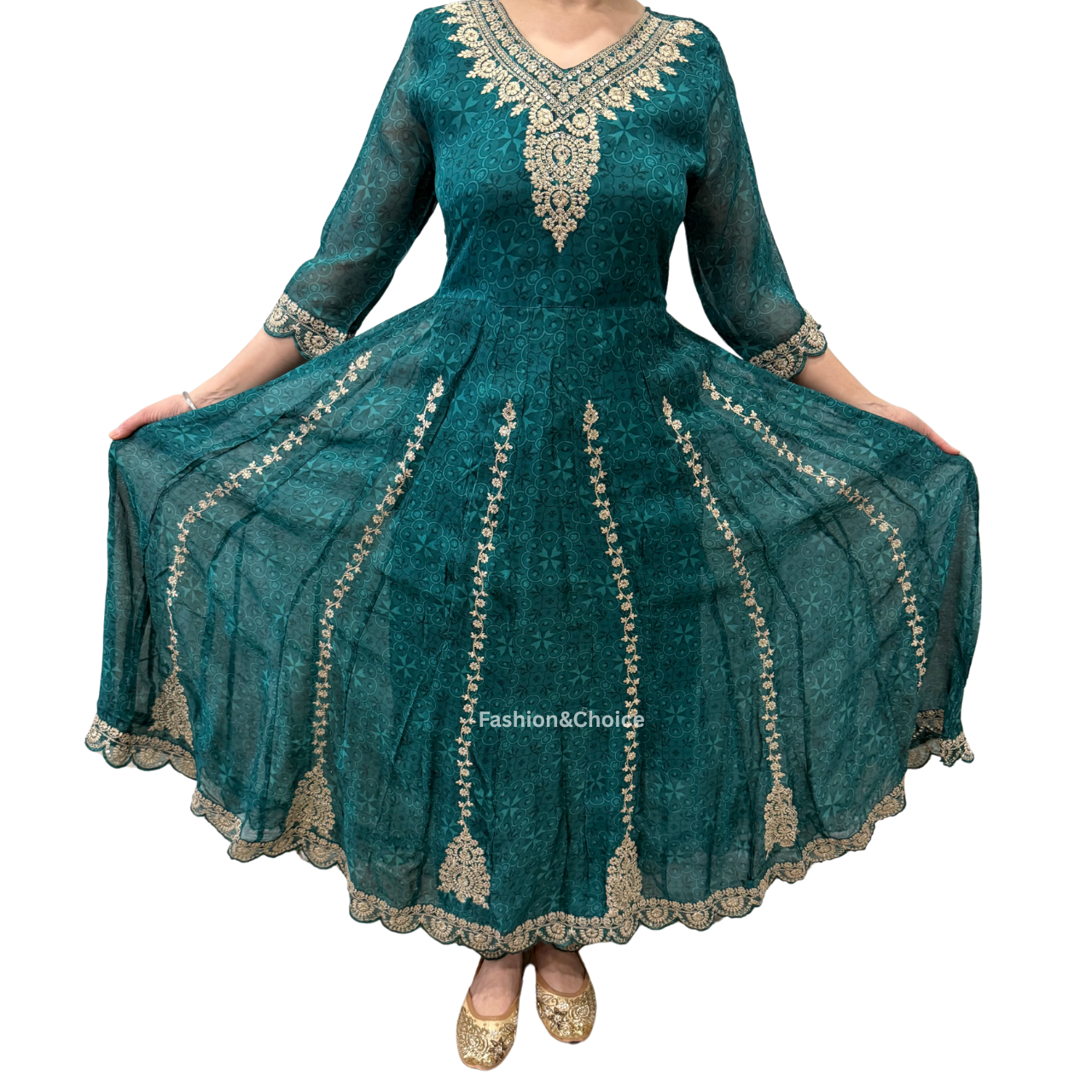 Mint Muse – Sea Green Organza Anarkali Suit with Embroidered Dupatta