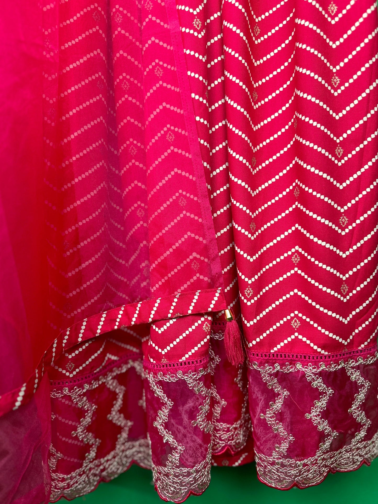 Beautiful Nayara Cut Hot Pink Suit with Organza Dupatta
