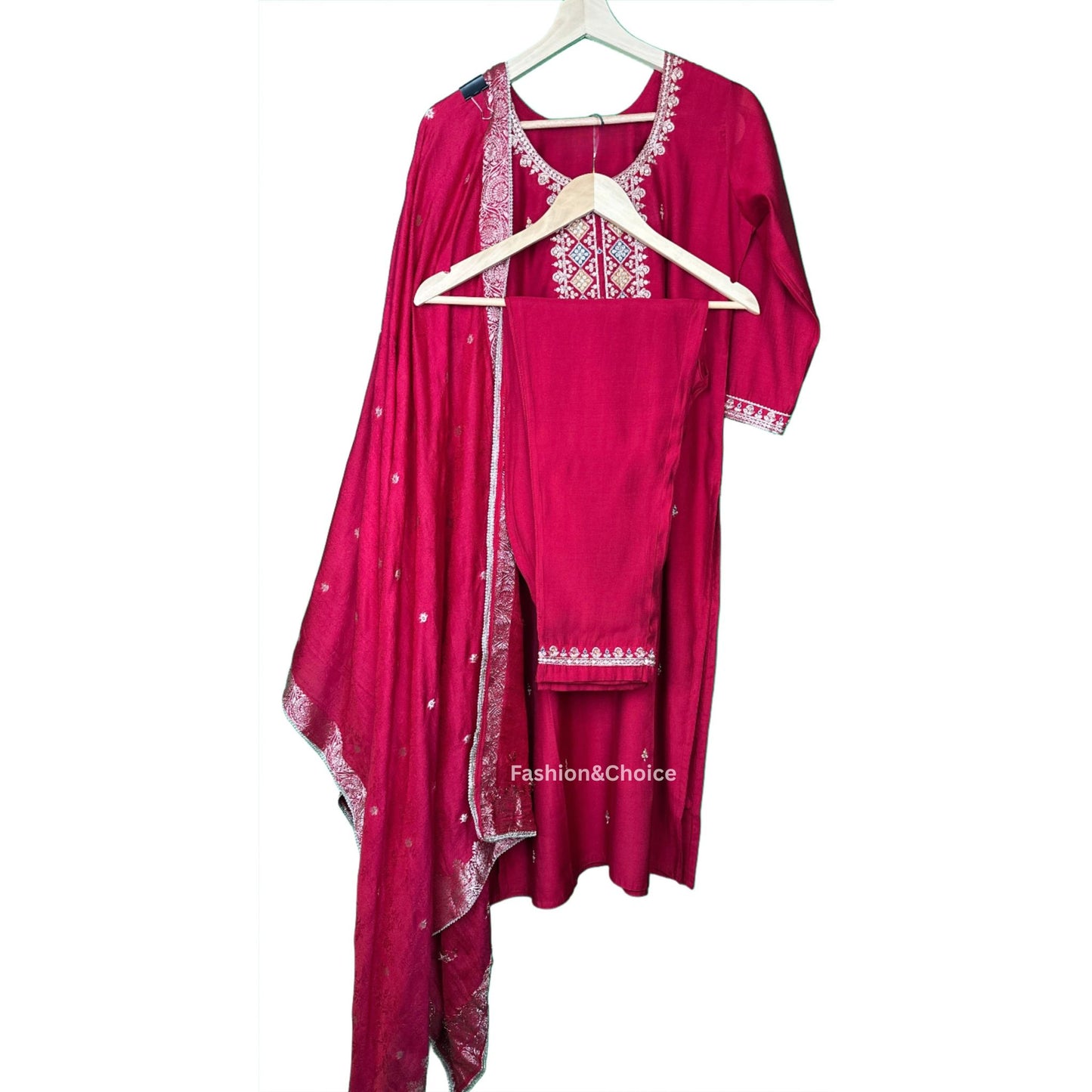 Dola Silk Suit with Banarasi Dupatta and Designer Pants