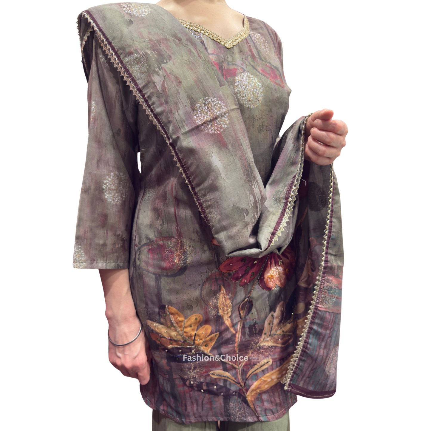 Regal Bloom – Designer Garara Suit with Digital Print Dupatta