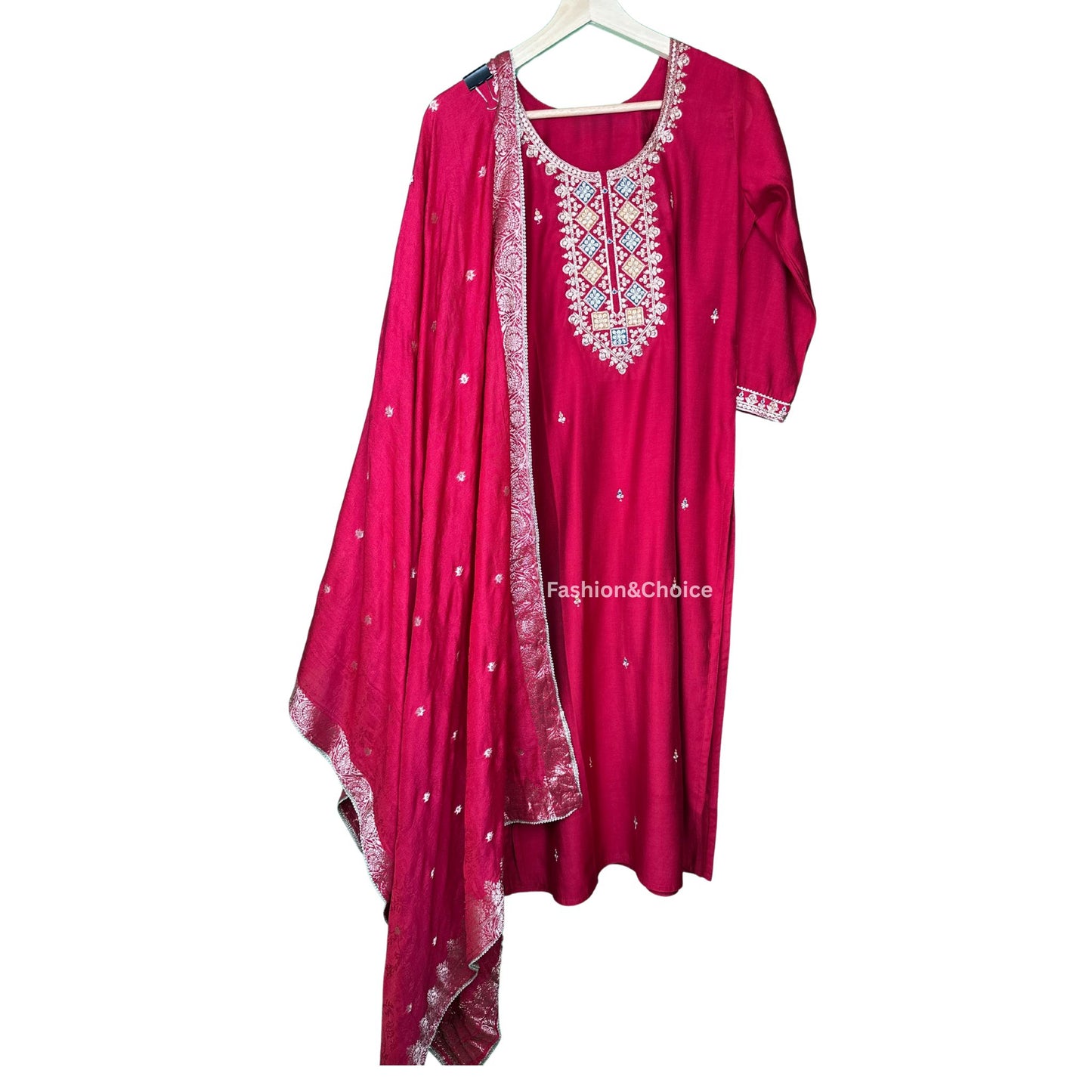 Dola Silk Suit with Banarasi Dupatta and Designer Pants