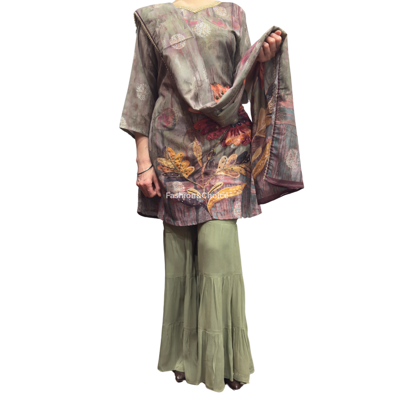 Regal Bloom – Designer Garara Suit with Digital Print Dupatta