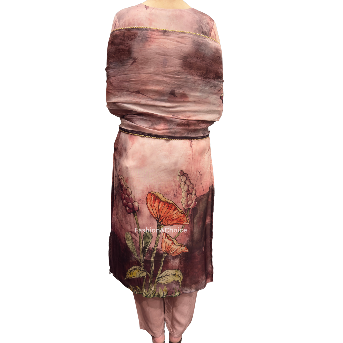 Designer Floral Organza Suit with Hand Embroidery