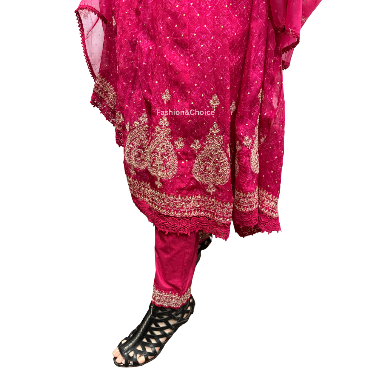 Ethereal Charm – Organza Anarkali Set with Jari Work and Embroidered Dupatta