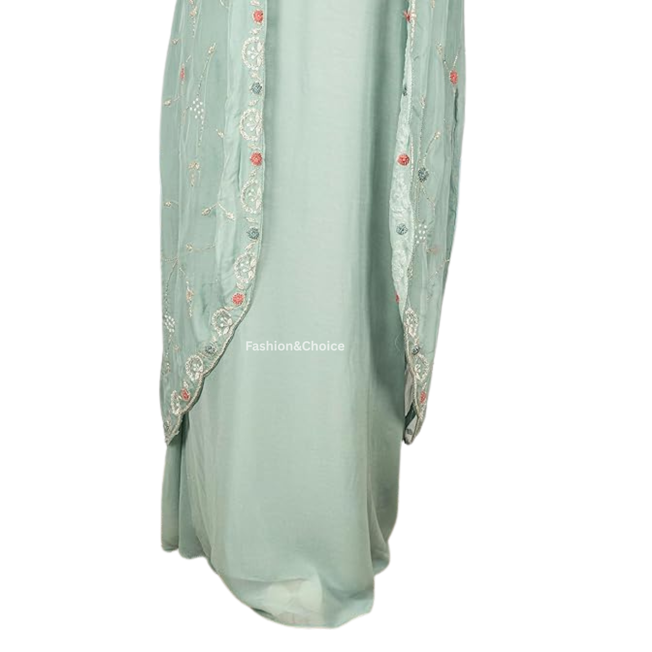 Grace in Layers – Stylish Gown Set with Hand Embroidered Shrug and Belt