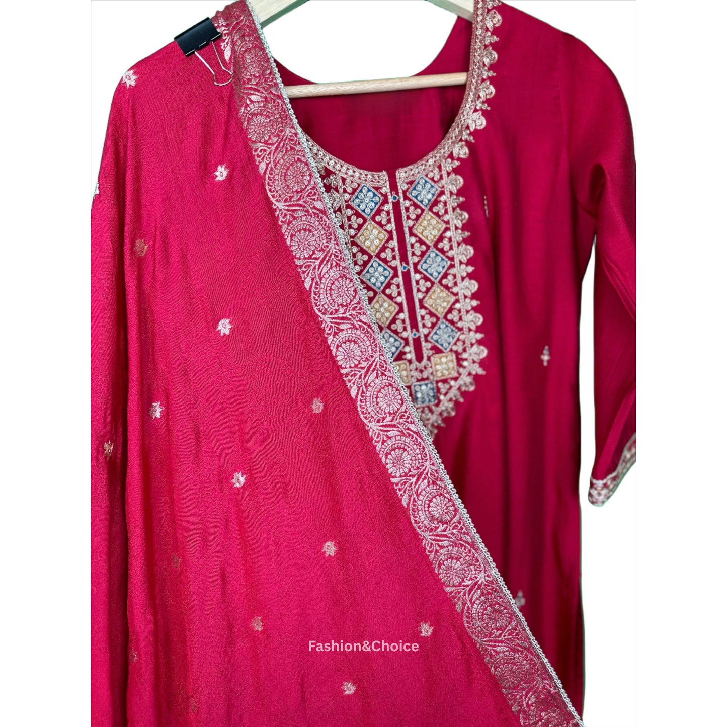 Dola Silk Suit with Banarasi Dupatta and Designer Pants
