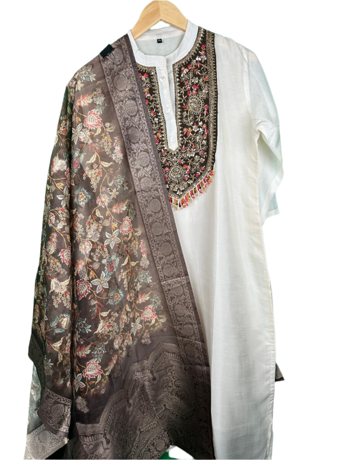 Ivory Elegance – Dola Silk Suit with Digital Jacquard Dupatta