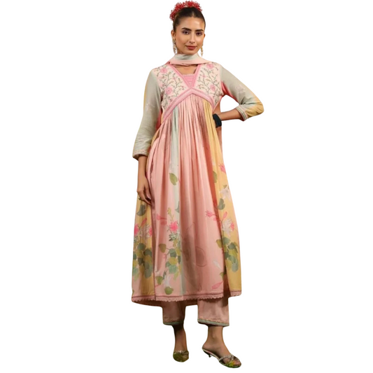 Floral Whisper – Alia-Cut Muslin Suit with Digital Print Dupatta