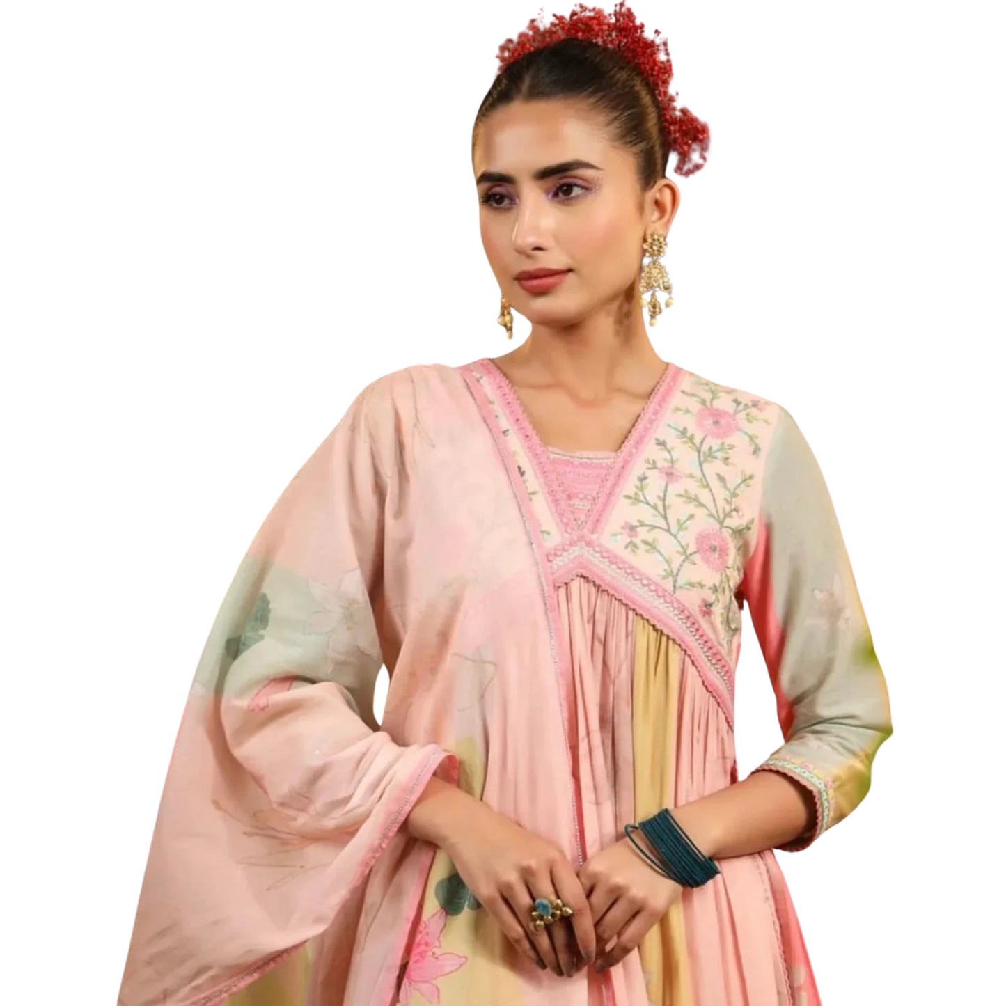 Floral Whisper – Alia-Cut Muslin Suit with Digital Print Dupatta