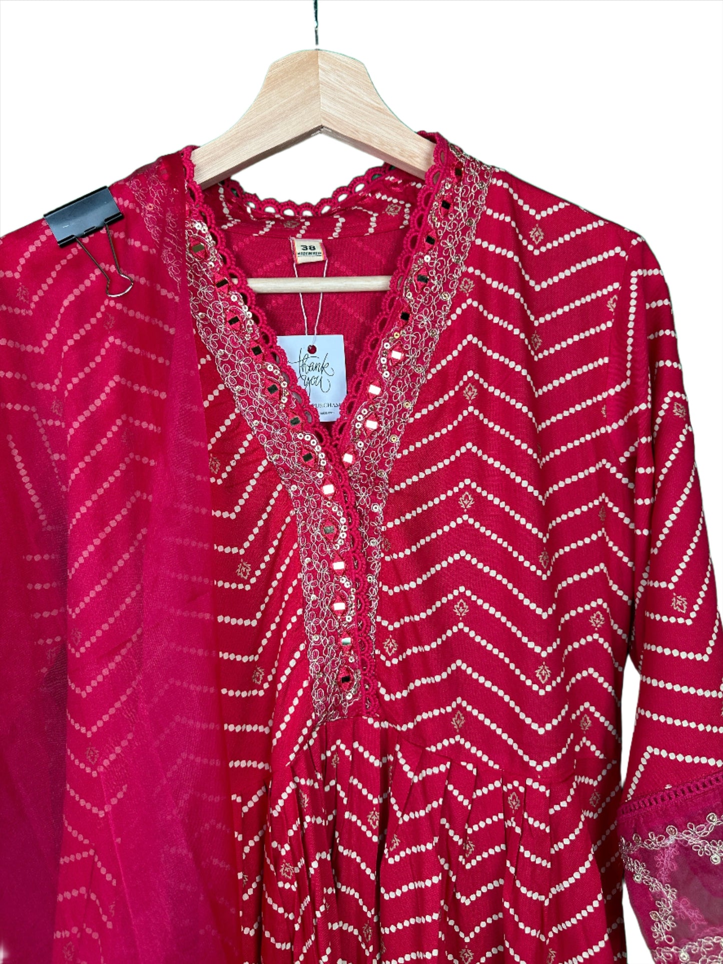 Beautiful Nayara Cut Hot Pink Suit with Organza Dupatta