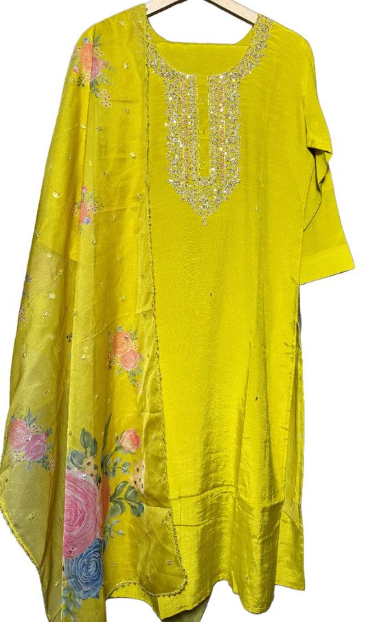 Dola Silk Mehndi Color Suit