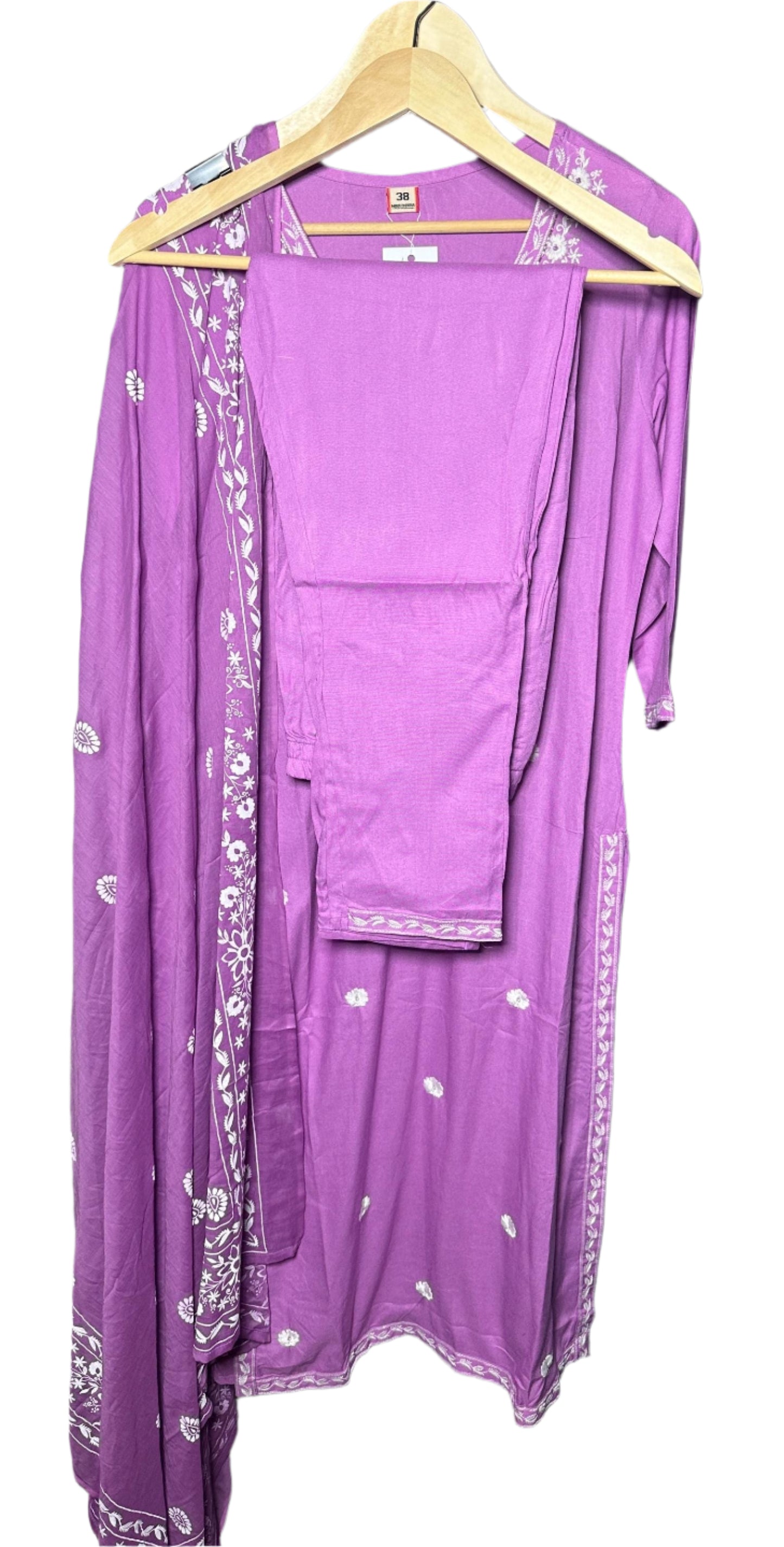 Elegant Rayon Cotton Suit with Painted Dupatta & Embroidery  Everyday Festive Wear
