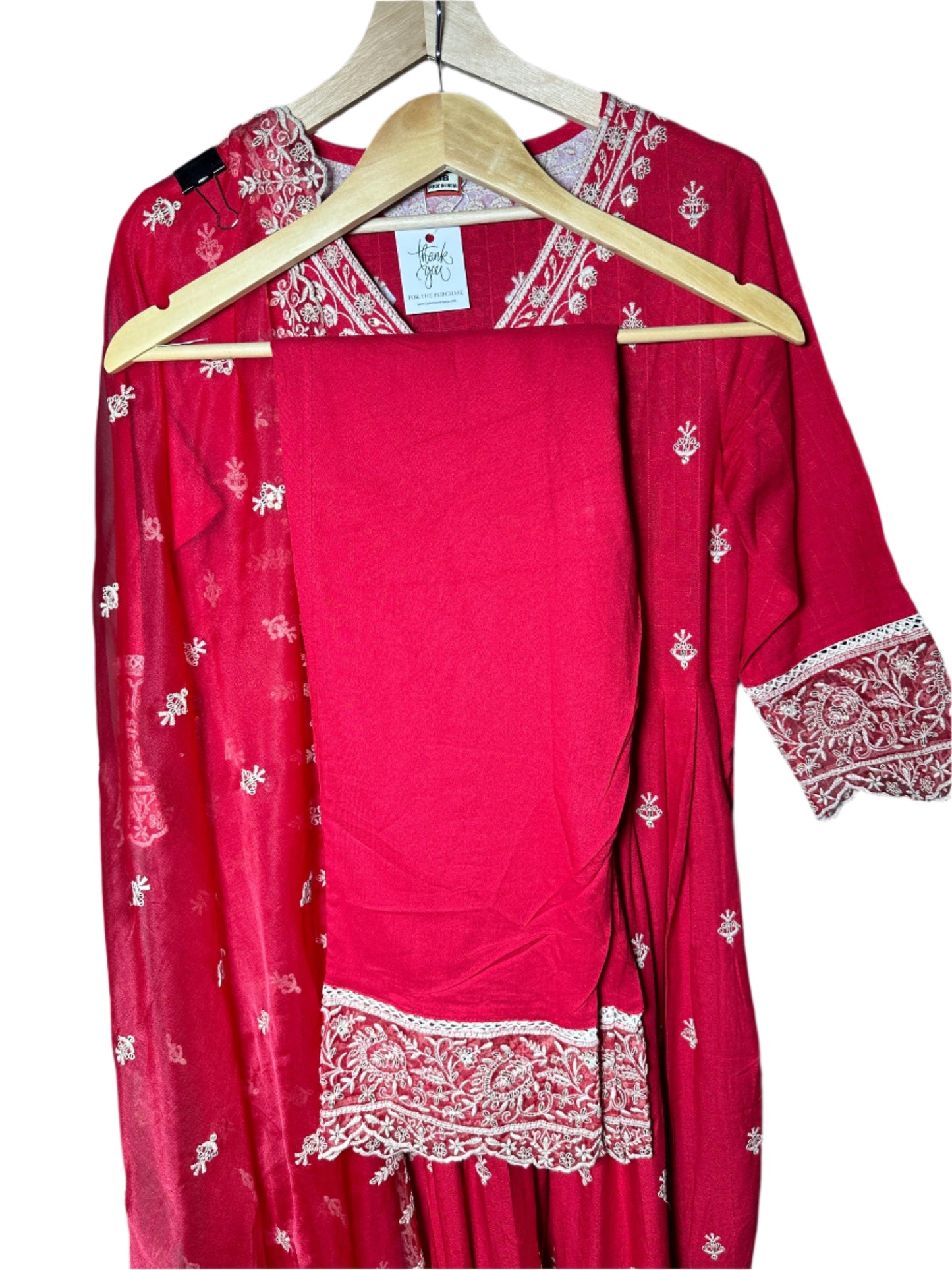 Elegant Red Anarkali Suit with Designer Pants Weaved Organza Dupatta – Embroidered with Sequin Work