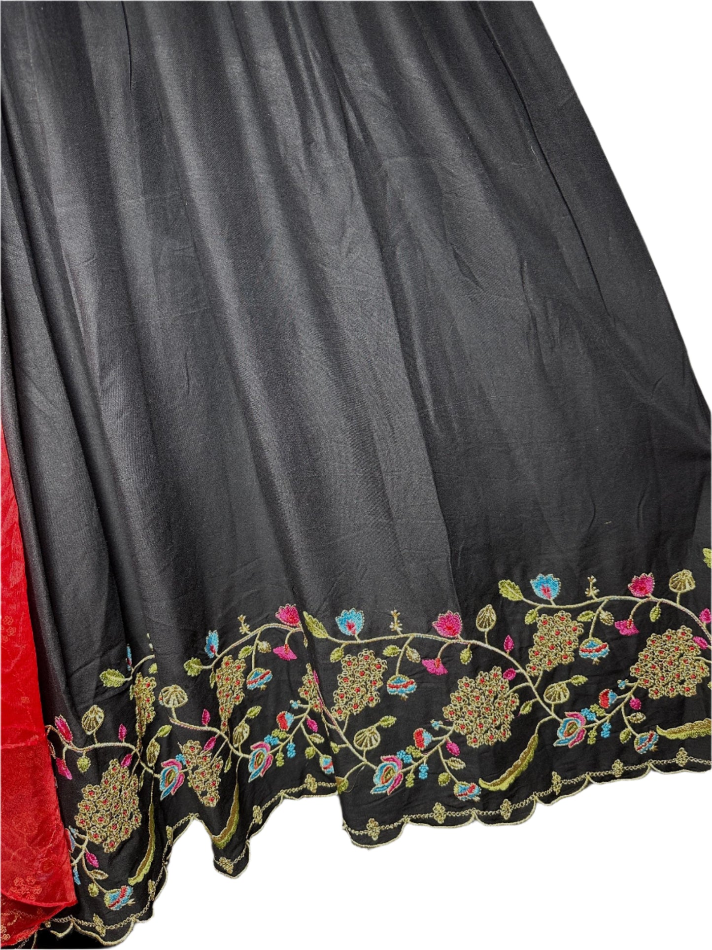 Black Anarkali Suit with Sequin Work Red Organza Dupatta – Elegant Party Wear