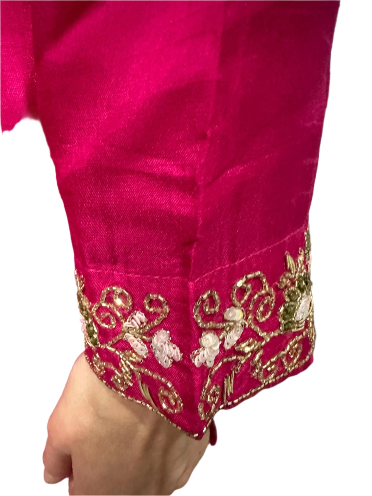 Hot Pink Dola Silk Suit with Hand Embroidery Jacquard Dupatta Elegant Party Wear