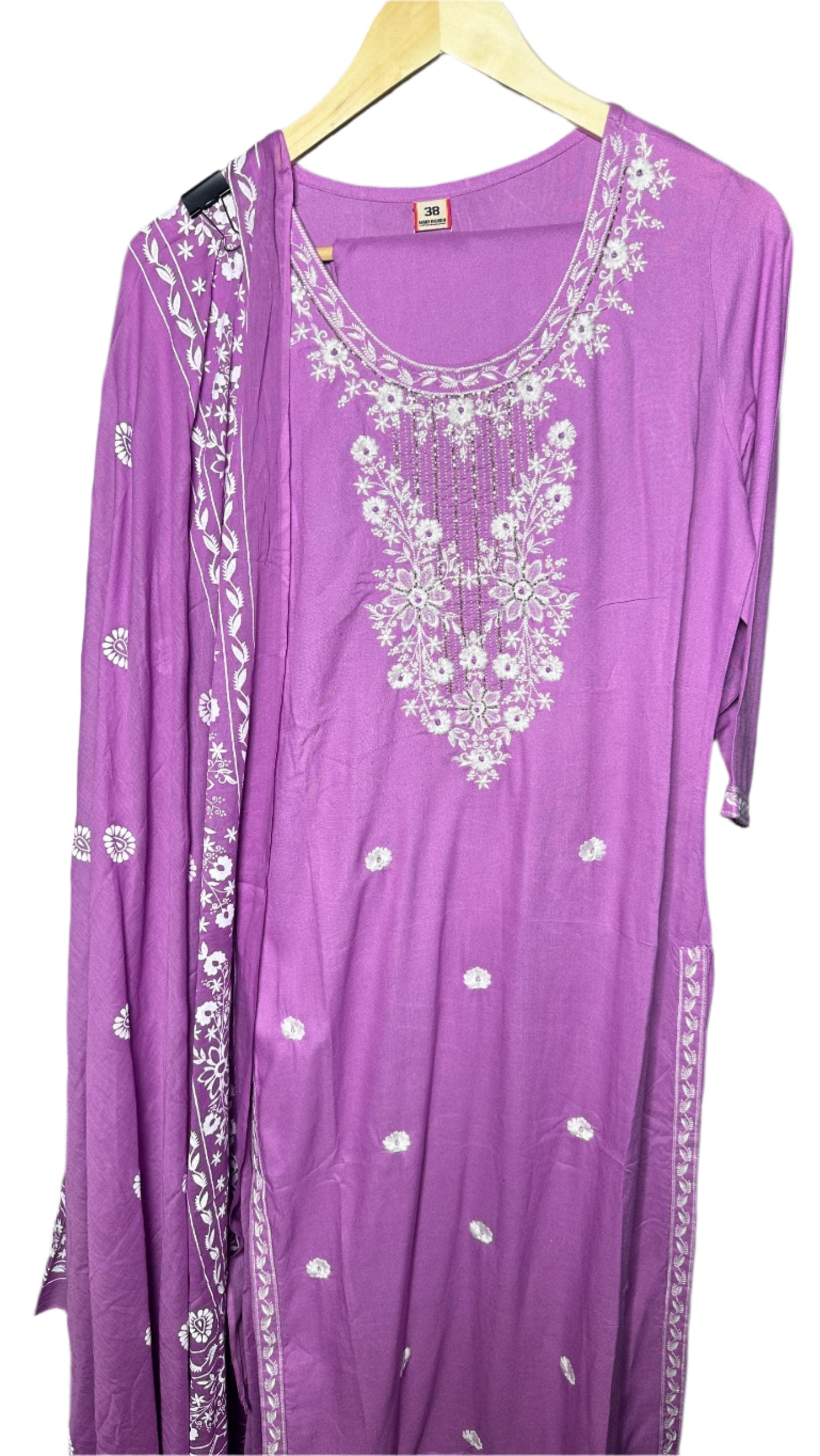 Elegant Rayon Cotton Suit with Painted Dupatta & Embroidery  Everyday Festive Wear
