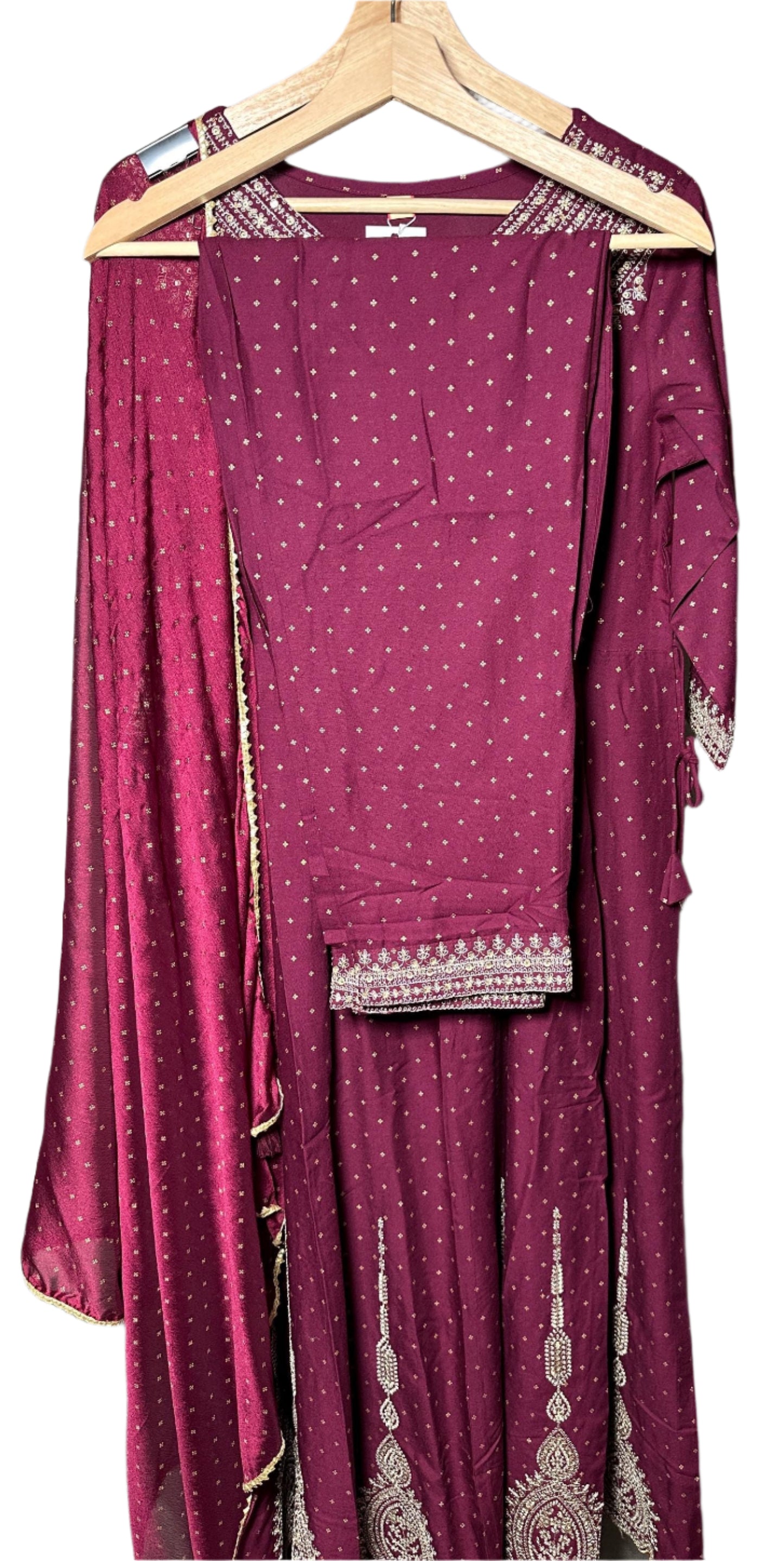 Party Wear Maroon Anarkali Suit with Jhari  Sequin Work Elegant Lace  Tassel Dupatta